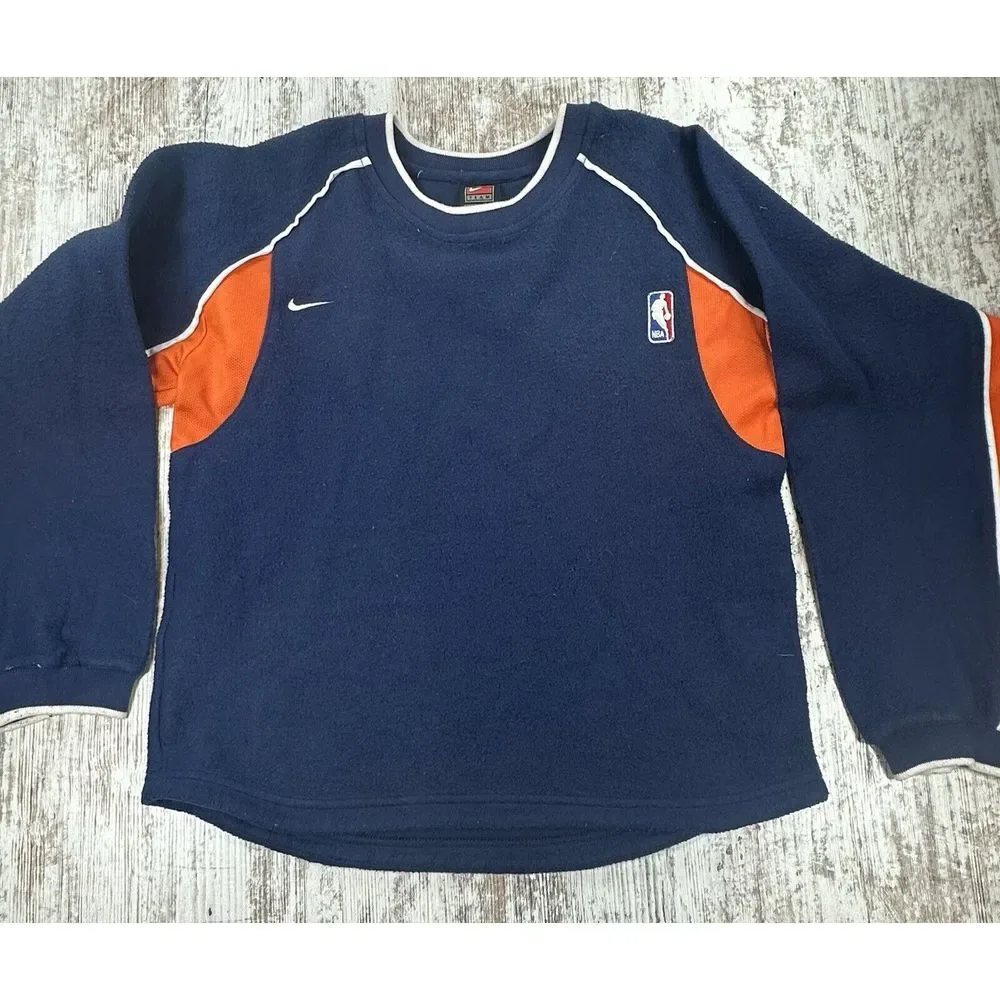 Vtg NBA Logo Nike swoosh crewneck y2k 2000s Long Sleeve Sweater Youth XL -20